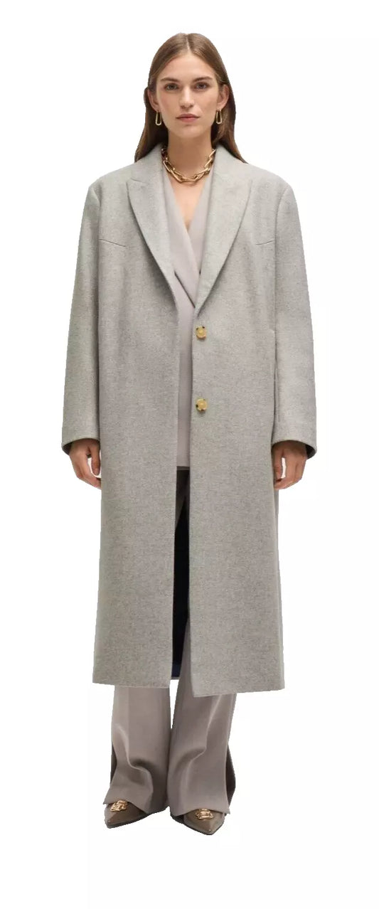 $895 - BOSS Luxury Coat in Wool with Cashmere Oversize Fit Silver - Size 4 / 26