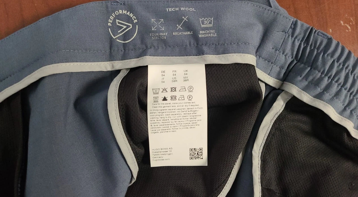 BOSS Slim Fit Pants Performance Stretch Tech Wool Fabric- Size 38R