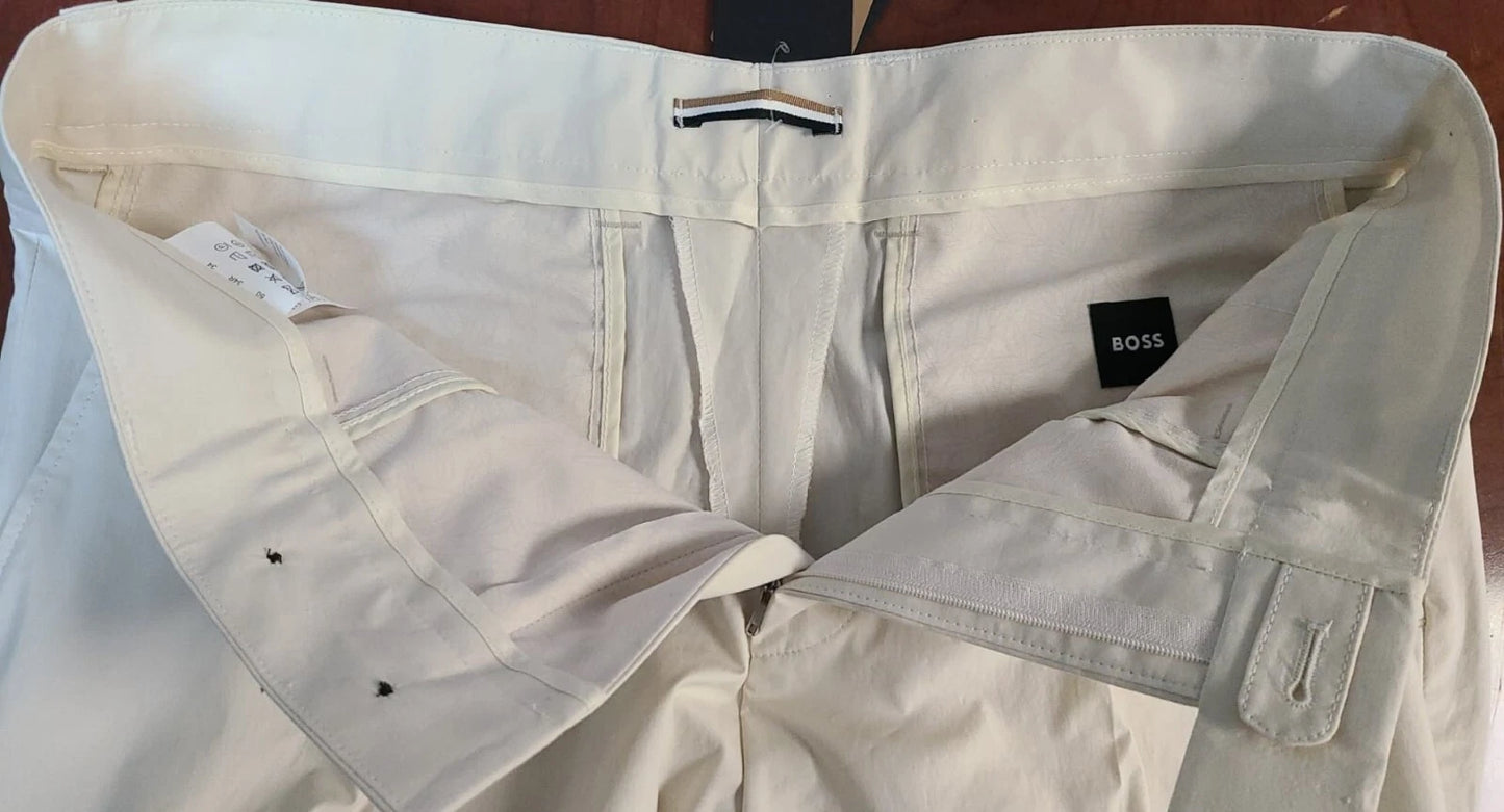 BOSS Perin Casual Pleat Front Pants in Stretch Cotton - Relaxed Fit - Size 34