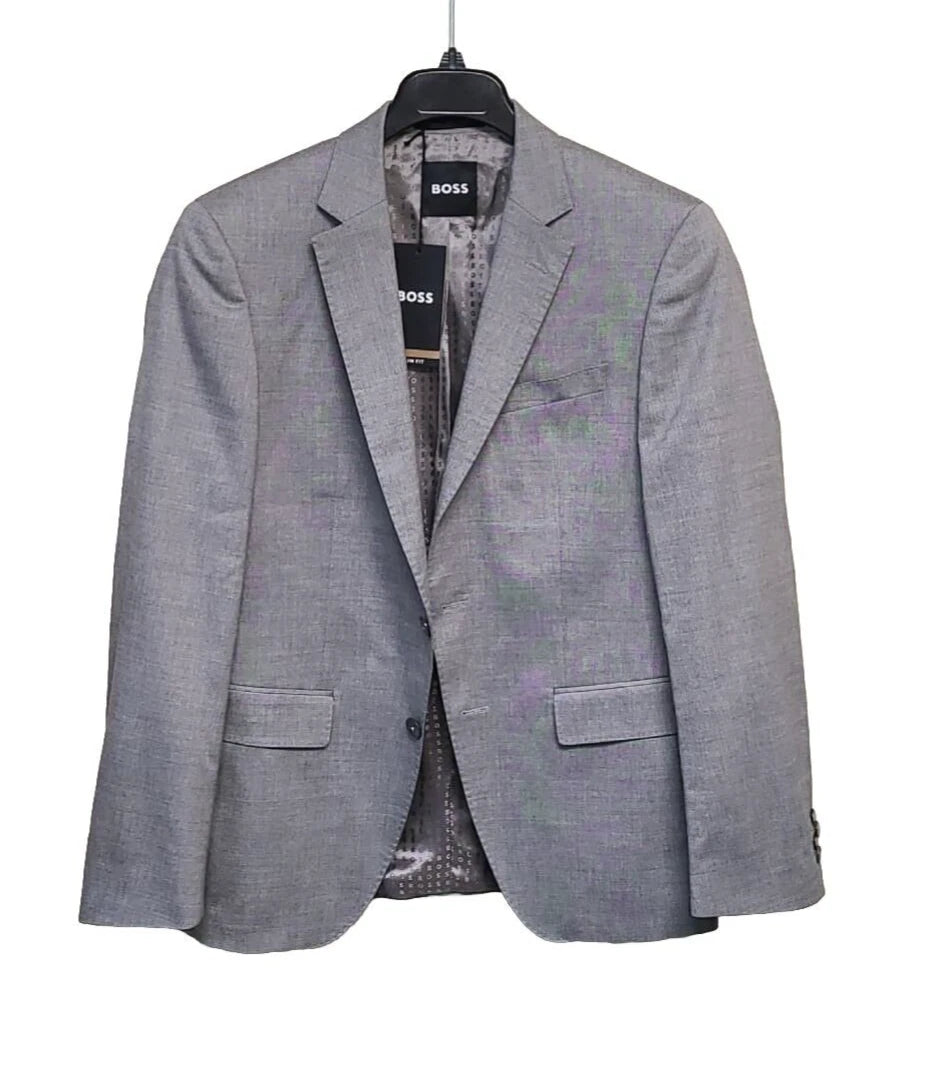 $495 - BOSS Suit Jacket in Melange Stretch Wool Blend - Slim Fit - Size 38R