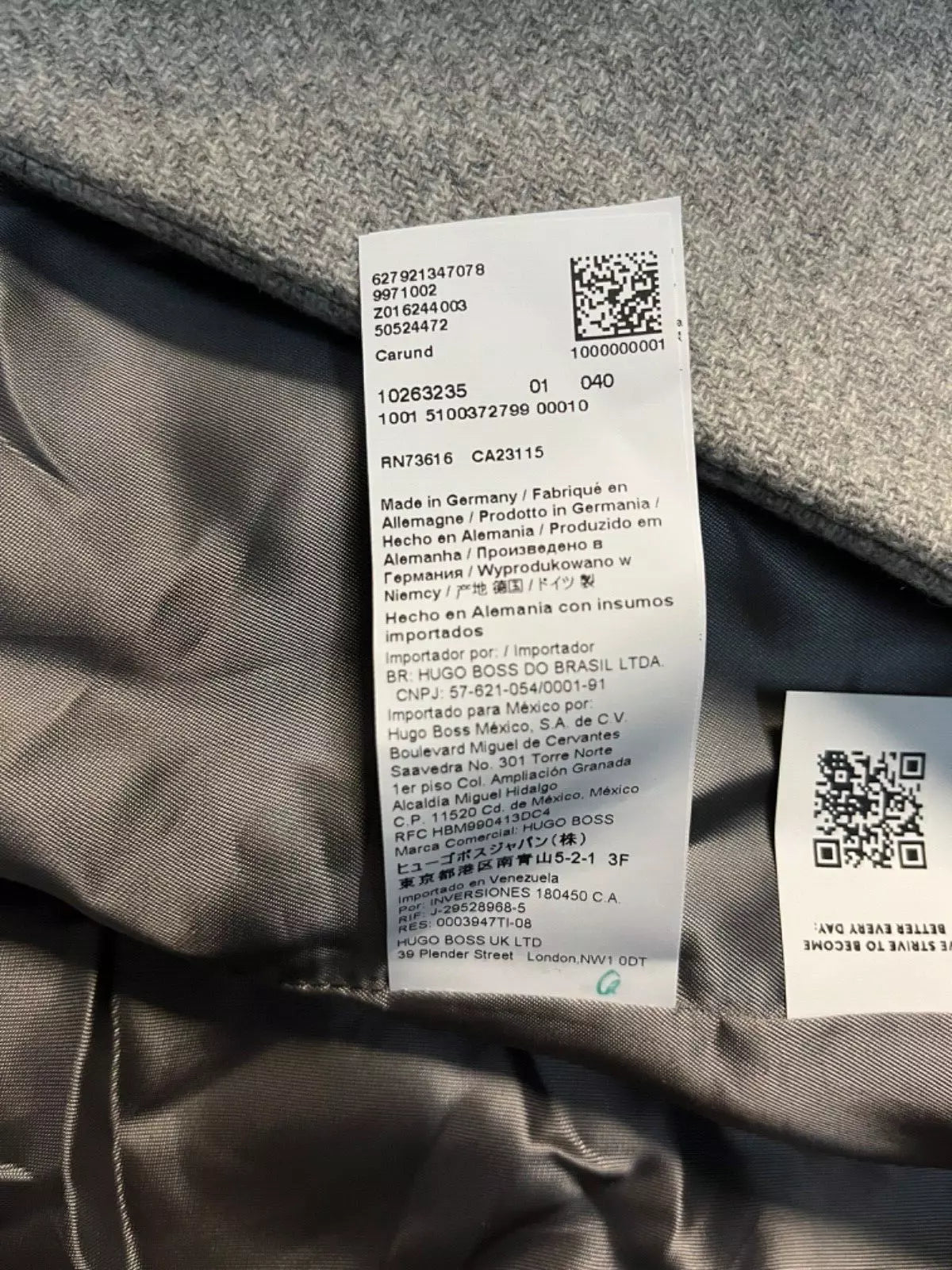 $895 - BOSS Luxury Coat in Wool with Cashmere Oversize Fit Silver - Size 4 / 26