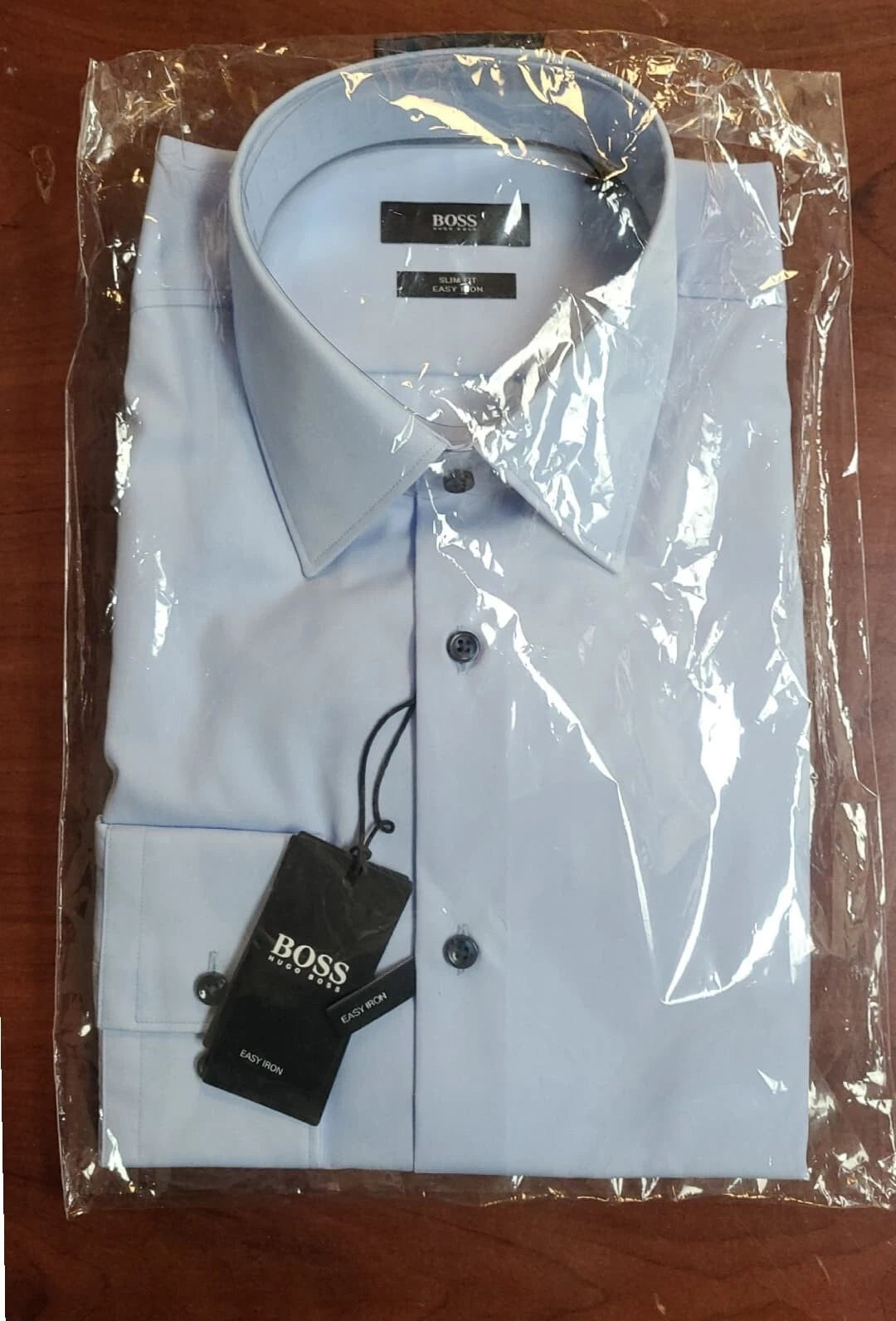 HUGO BOSS Jano Slim Fit Easy Iron Dress Shirt in Blue - Size 15.5 / 39