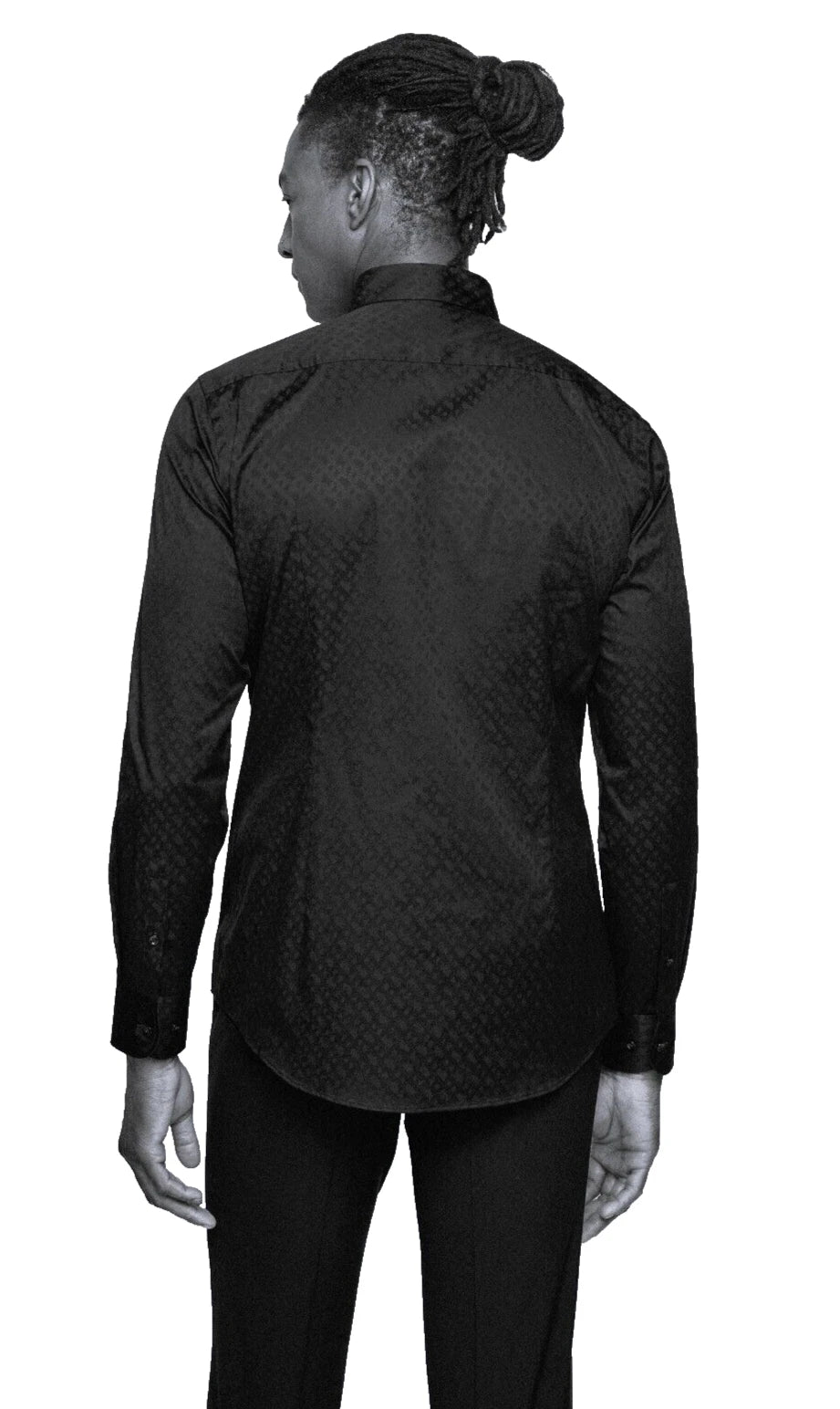 BOSS Dress Shirt Italian Cotton w Jacquard Monograms - Slim Fit - Size 15.7 / 40