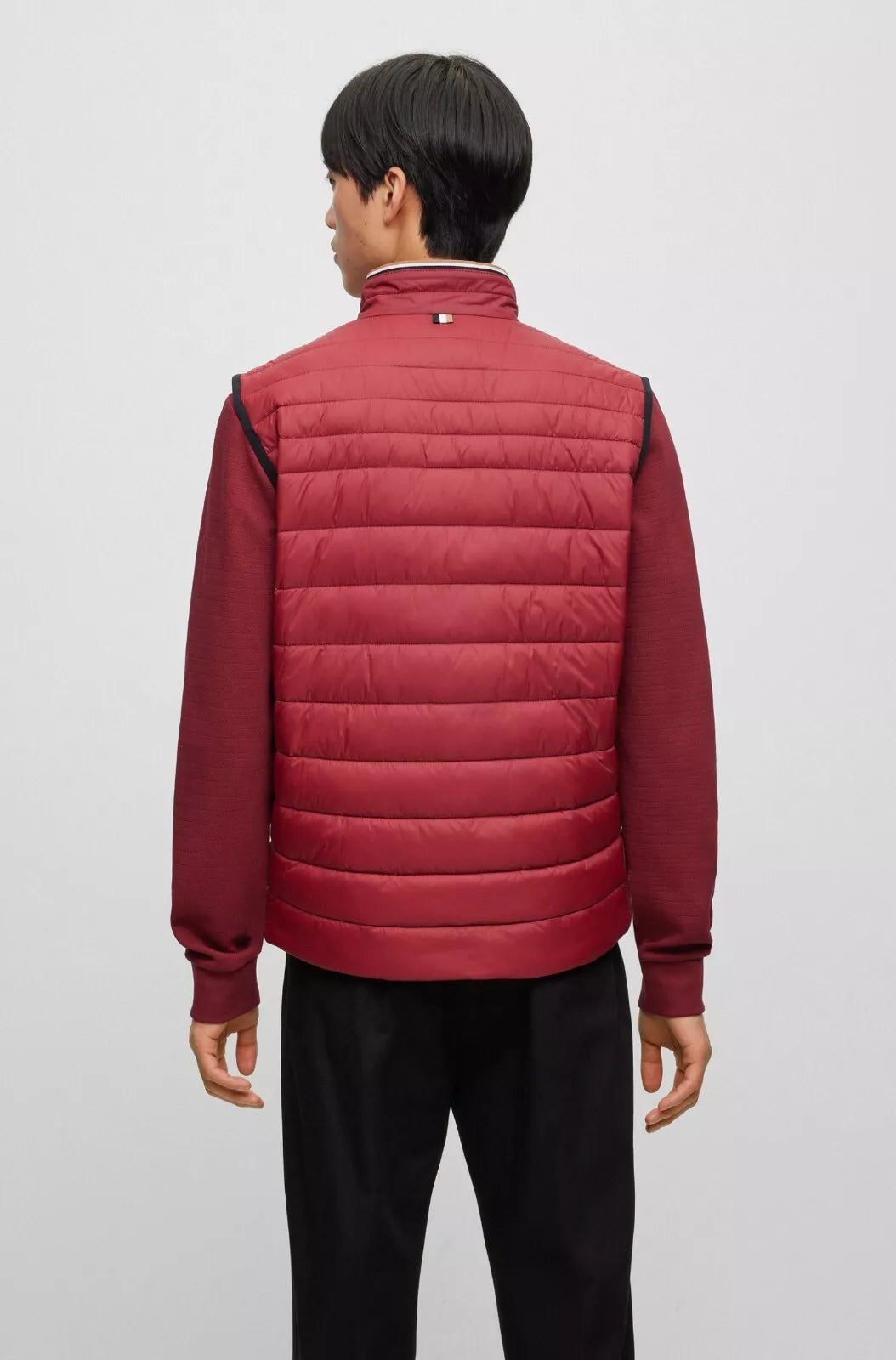 BOSS Water Repellent Gilet Vest with 3D-Logo Tape Dark Red - Size 40R