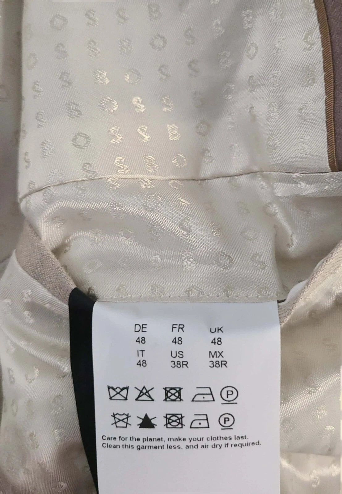 BOSS Tuxedo Jacket Micro Pattern Pure Linen Italian Fabric Slim Fit - Size 38R