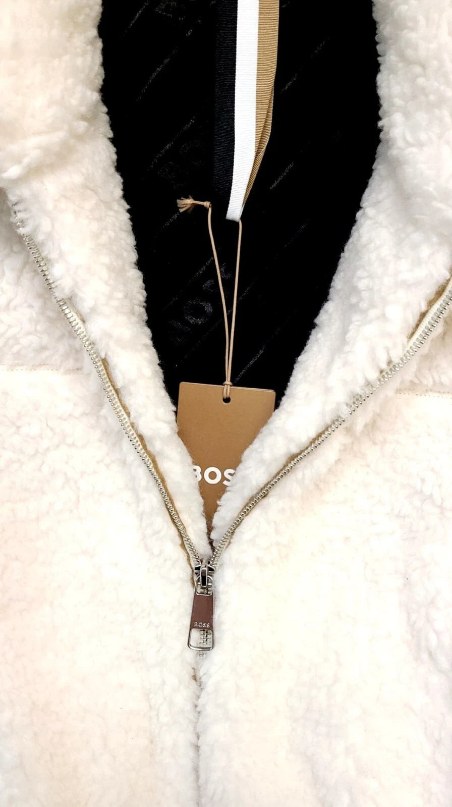 BOSS Jatedy Women Bomber style Jacket Contrast Stripes in White  - Size 4 / 26