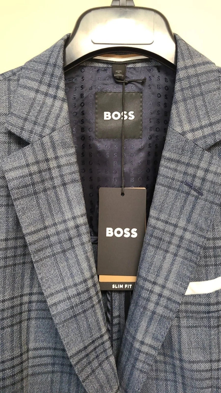 $645 - BOSS Slim Fit Sport Jacket Checked Virgin Wool - Size 40R - NWT