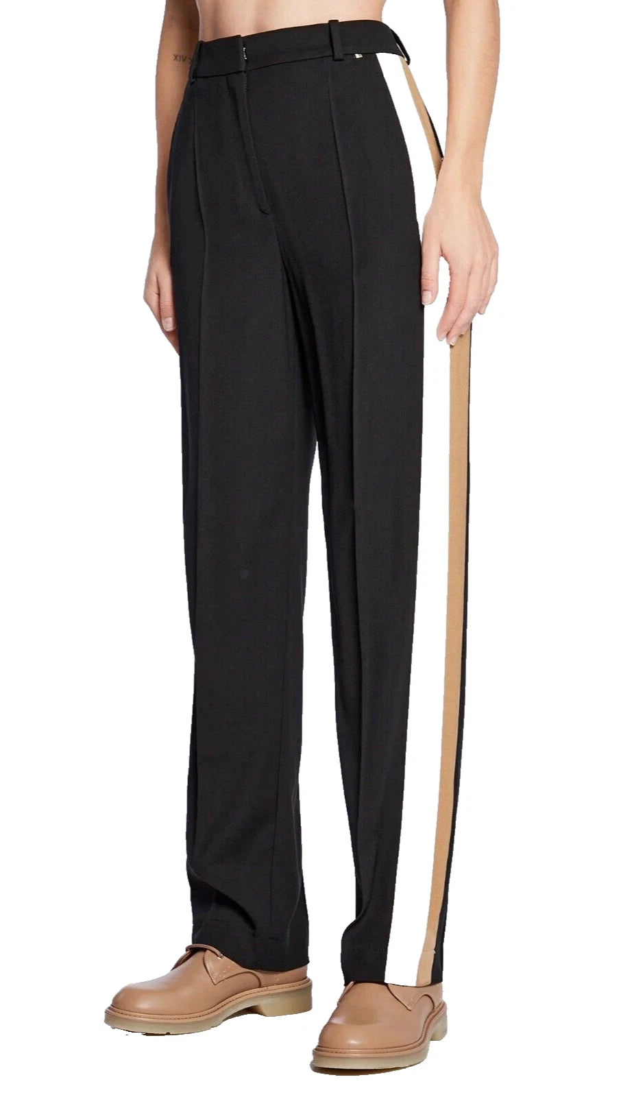 BOSS Women Wool Pants with Signature Stripe - Regular Fit - Size 4 / 26