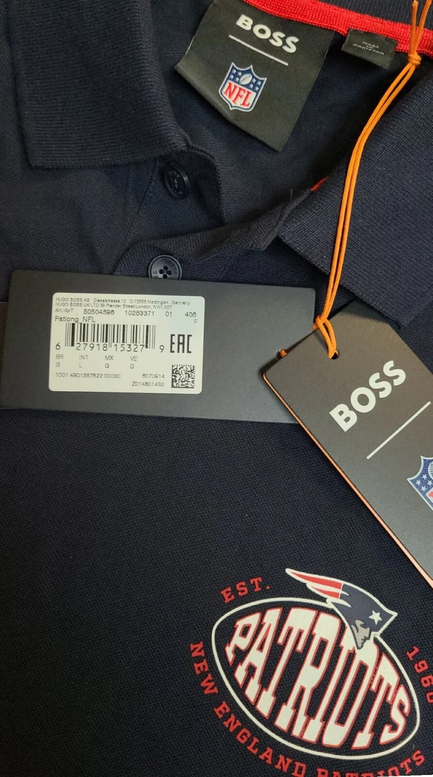 BOSS X NFL New England Patriots Sport Long Sleeve Polo Shirt in Cotton - Size L