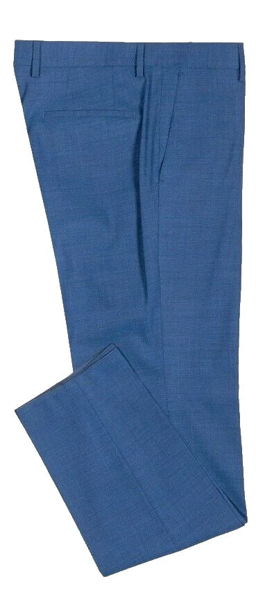 BOSS Genius Suit Pants in Virgin Wool Light Blue Slim Fit - Size 32R