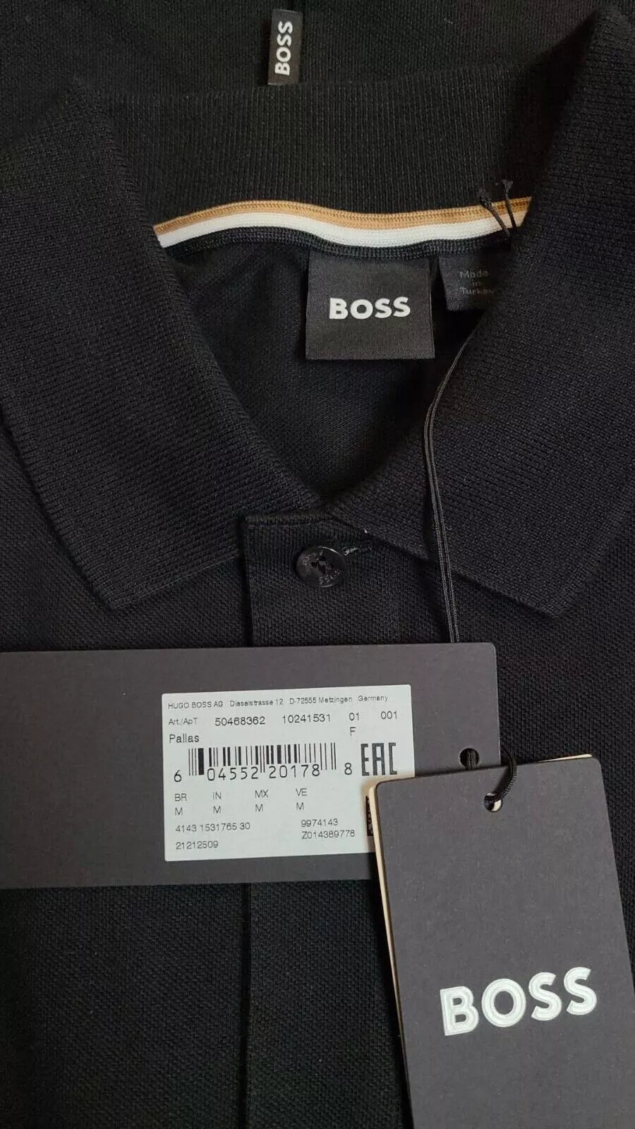 BOSS Pallas Cotton Polo Shirt with Embroidered Logo in Black - Size M