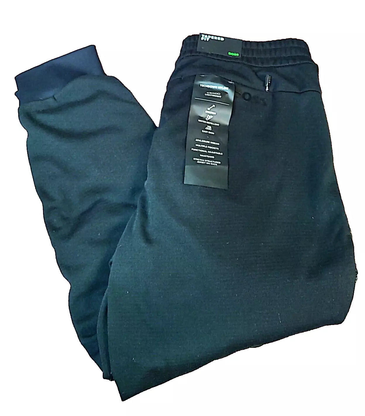 BOSS Arctic Techdown Stretch Jersey Pants Sweatpants Tapered Fit Black -Size 32R