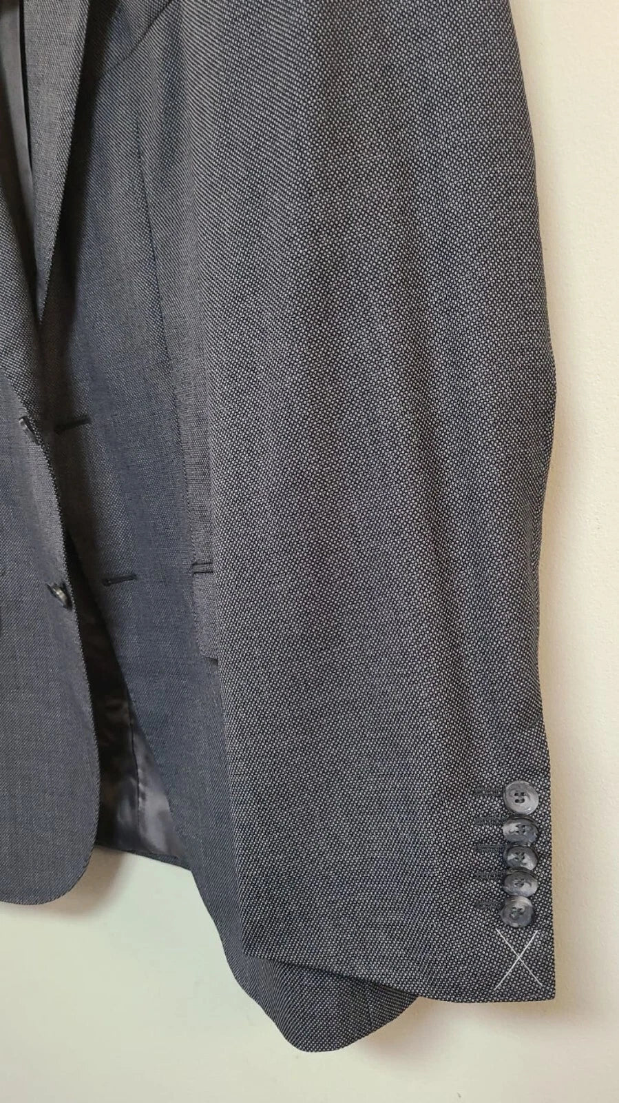 $795 - BOSS Tailored Blazer Jacket Micro Patterned Virgin Wool Gray - Size 38R
