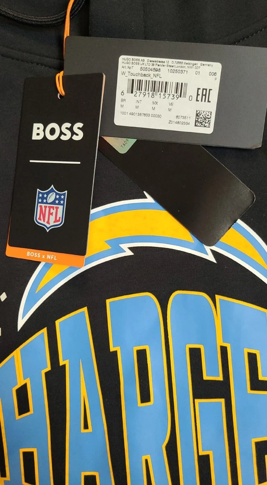 BOSS X NFL Los Angeles Chargers Sweatshirt Hoodie Regular Fit in Black - Size M