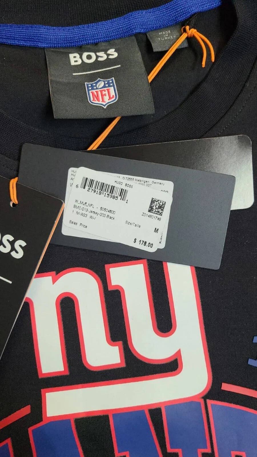 BOSS X NFL Sport NY Giants Crewneck Sweatshirt Comfort Stretch in Black - Size M