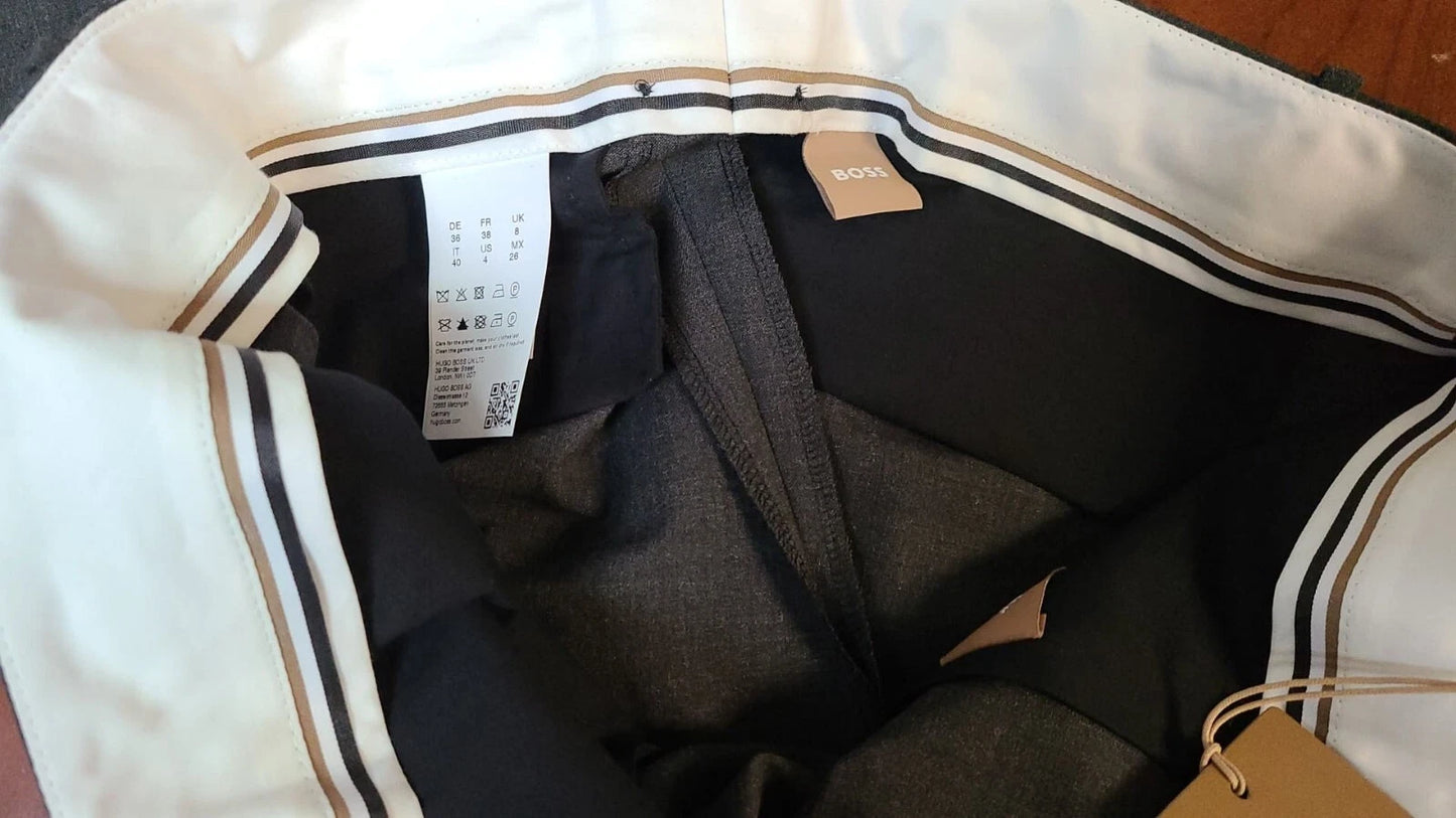 BOSS Women Cropped Dress Pants Trousers Stretch Virgin Wool Regular - Size 4 /26