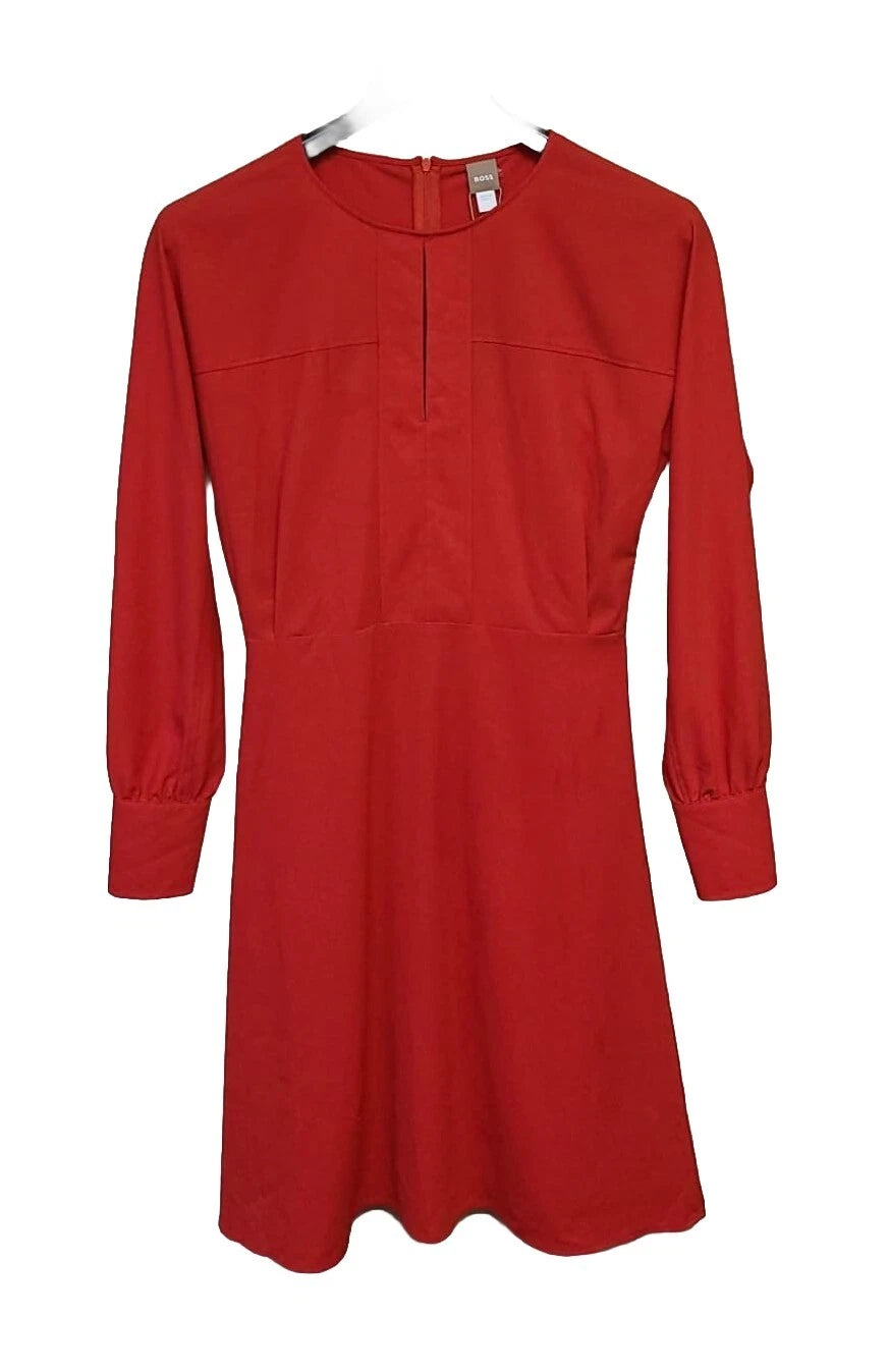 $398 - BOSS Danbena Knee Fit Flare Dress Cutout Front Chest - Size 4 /26