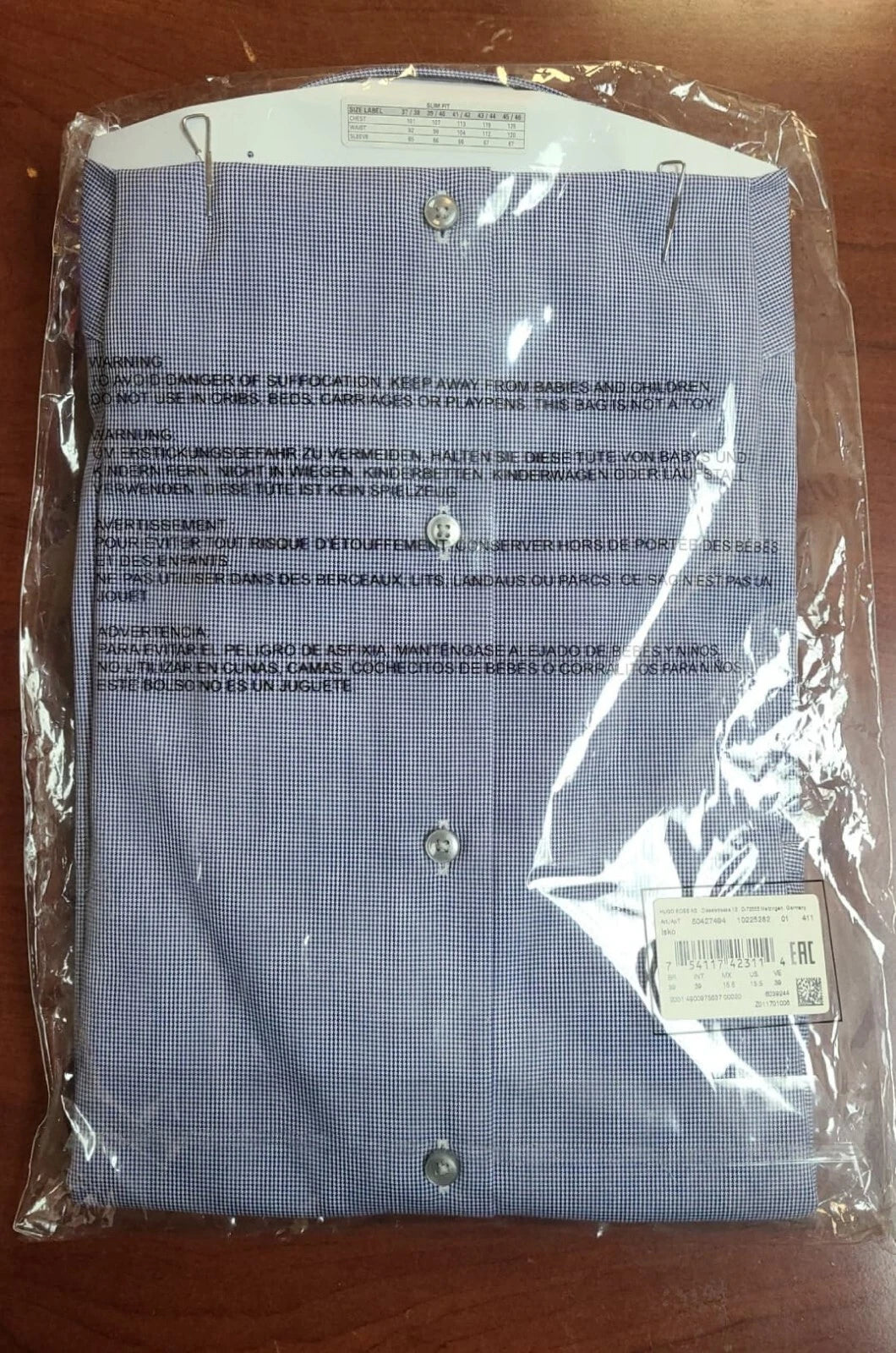 HUGO BOSS Isko Dress Shirt Travel Line Collection Slim Fit Check Blue - 15.5 /39