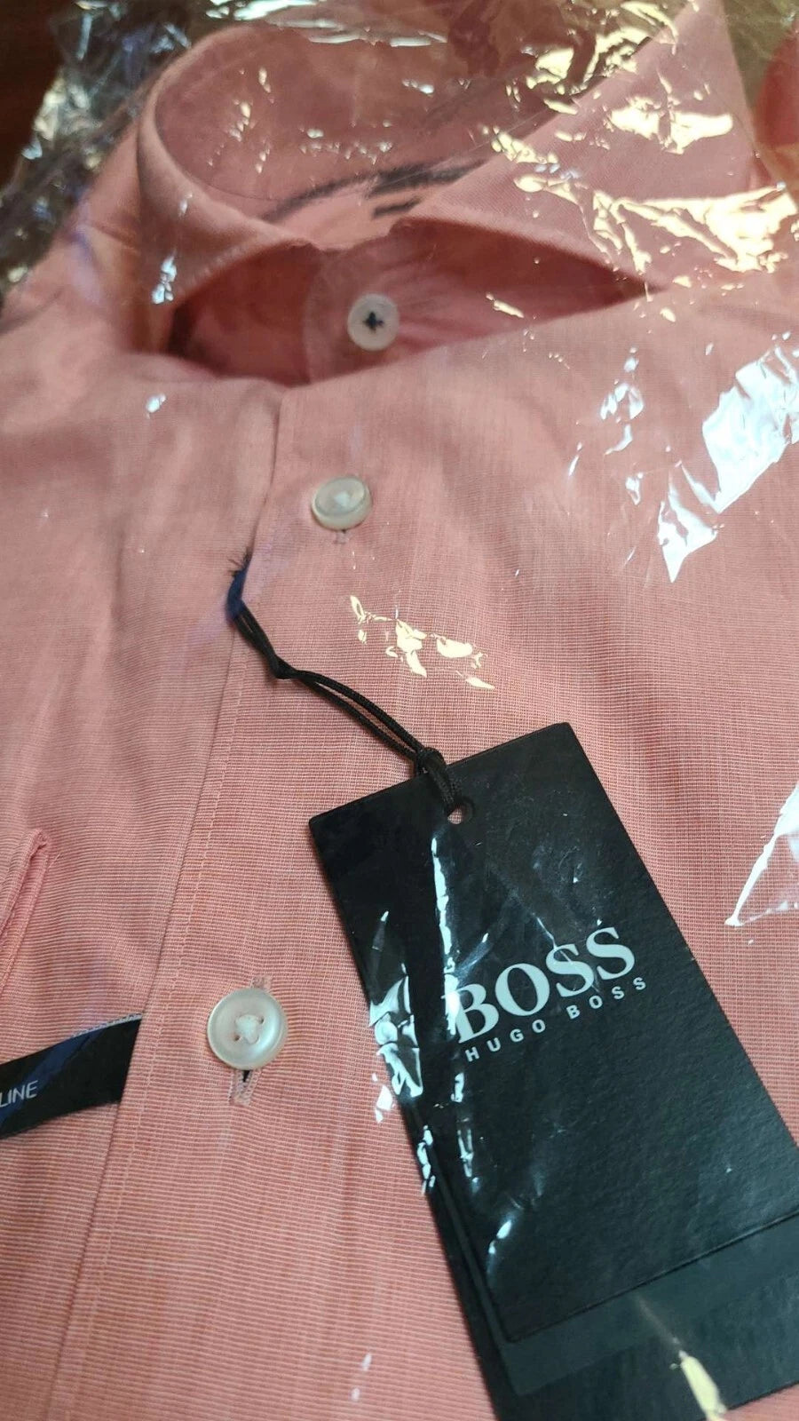 HUGO BOSS Jemerson Softline Cotton Dress Shirt in Open Coral Slim Fit - 15.5 /39