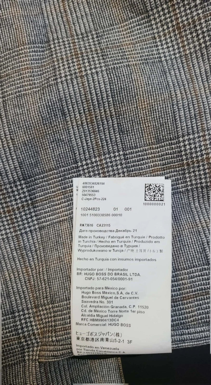 BOSS Regular Fit Jacket Checked Virgin Wool Sport Coat Italian Fabric - Size 38R