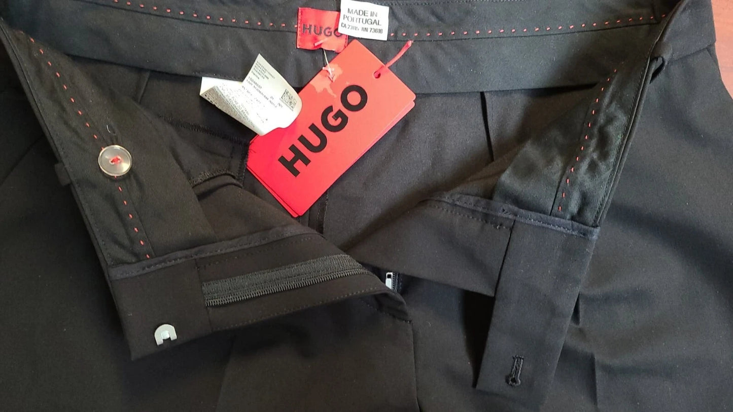 HUGO BOSS Herika Wide Leg Pants w Pockets in Black - Size 4 /26