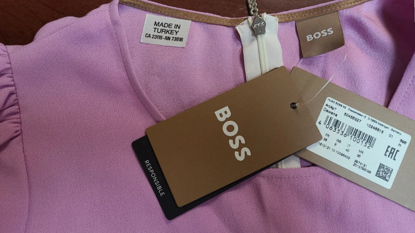 $495 - HUGO BOSS  Short Sleeve A-Line Dress in Pink - Size 4 / 26 - MX