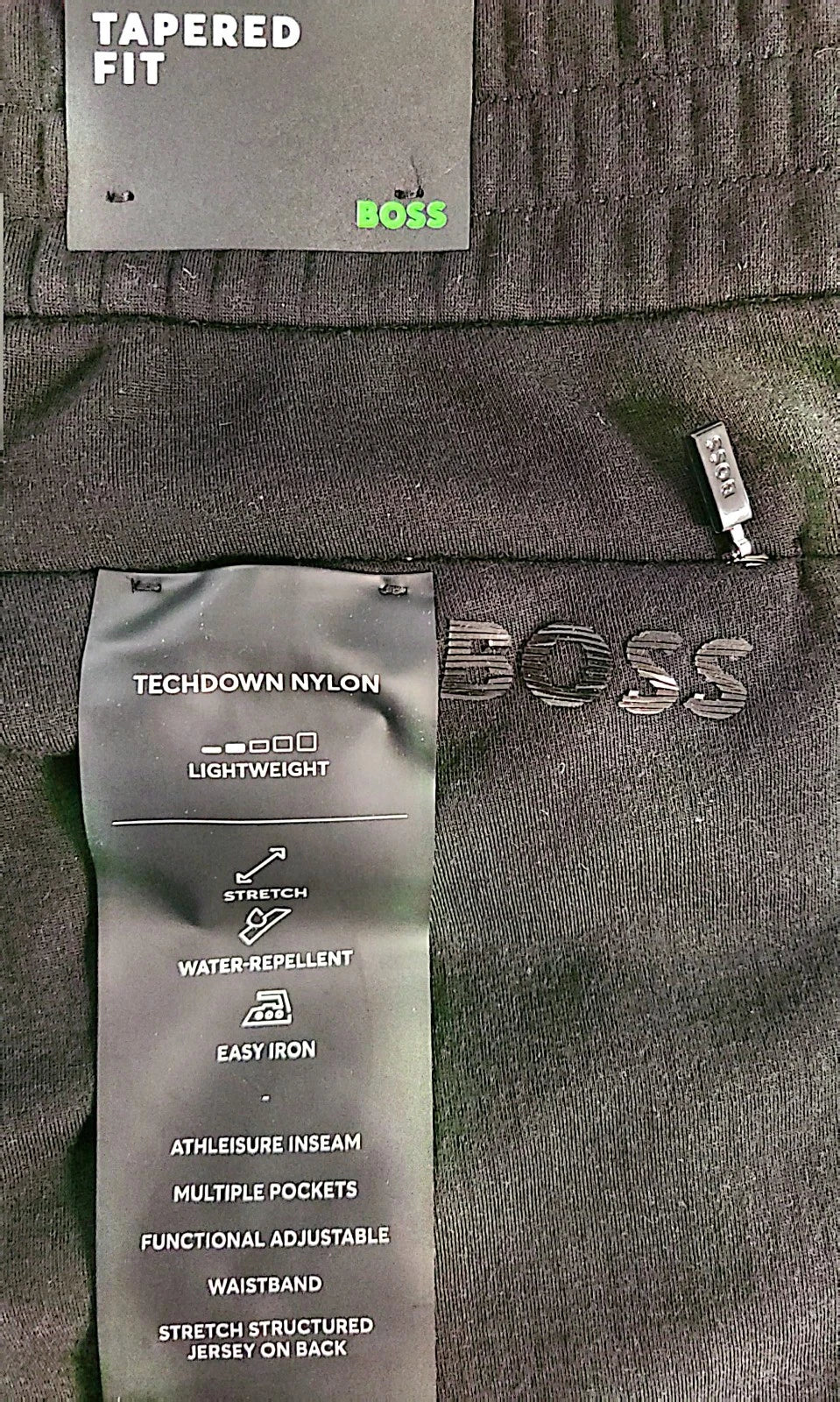 BOSS Arctic Techdown Stretch Jersey Pants Sweatpants Tapered Fit Black -Size 32R