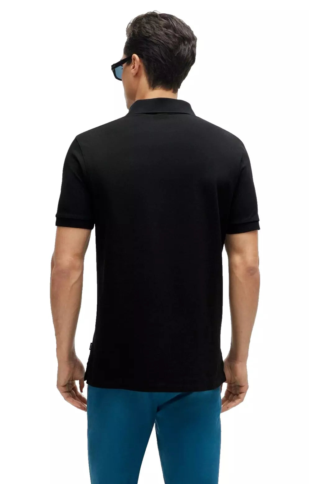 BOSS Pallas Cotton Polo Shirt with Embroidered Logo in Black - Size M
