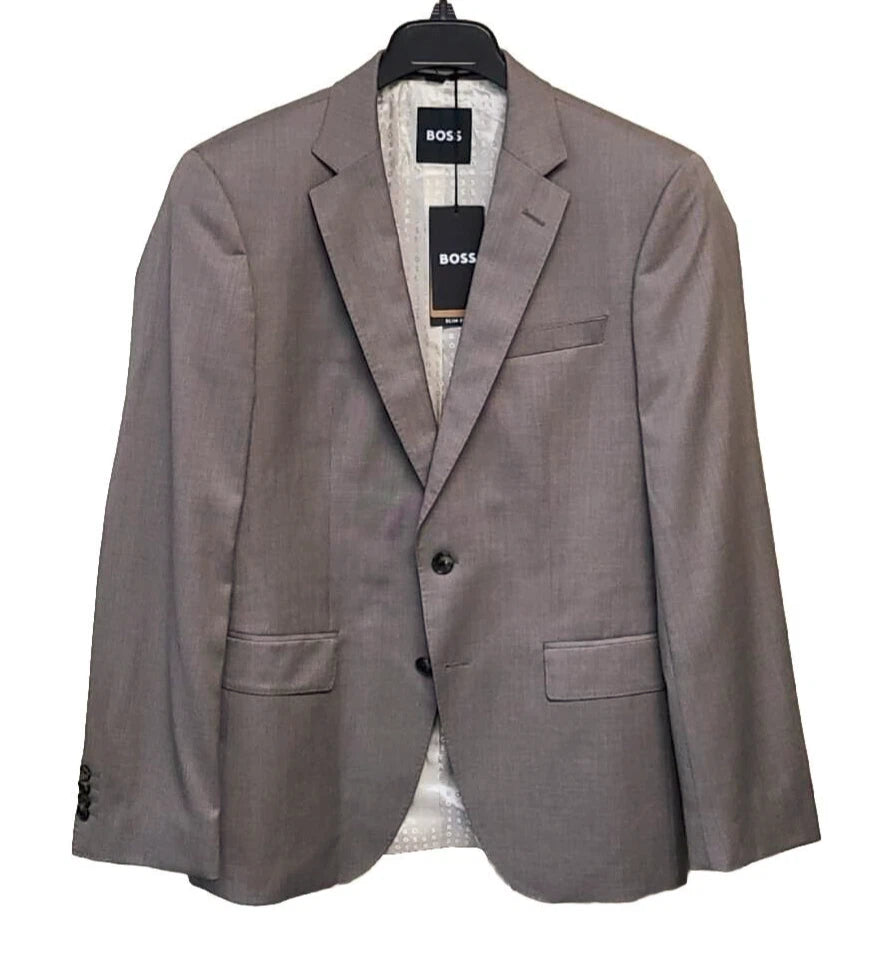BOSS Suit Jacket in Stretch Italian Virgin Wool Fabric Slim Fit - Size 40R