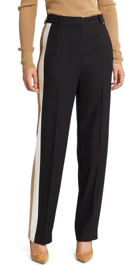 BOSS Women Wool Pants with Signature Stripe - Regular Fit - Size 4 / 26