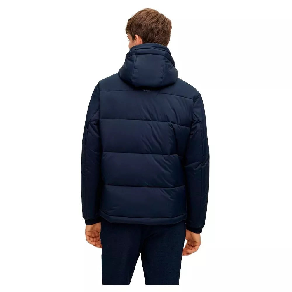 $595 - BOSS Corado Water Repellent Hooded Jacket Regular Fit in Teal - Size 38R