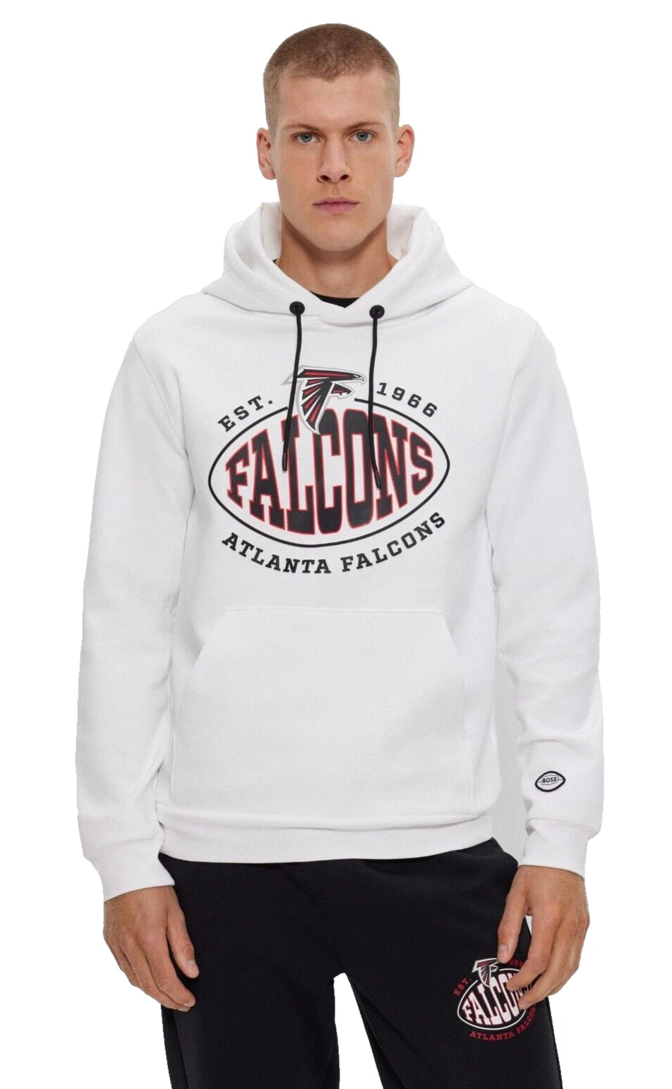 BOSS X NFL Atlanta Falcons Hoodie Sweatshirt Regular Fit in White - Size M