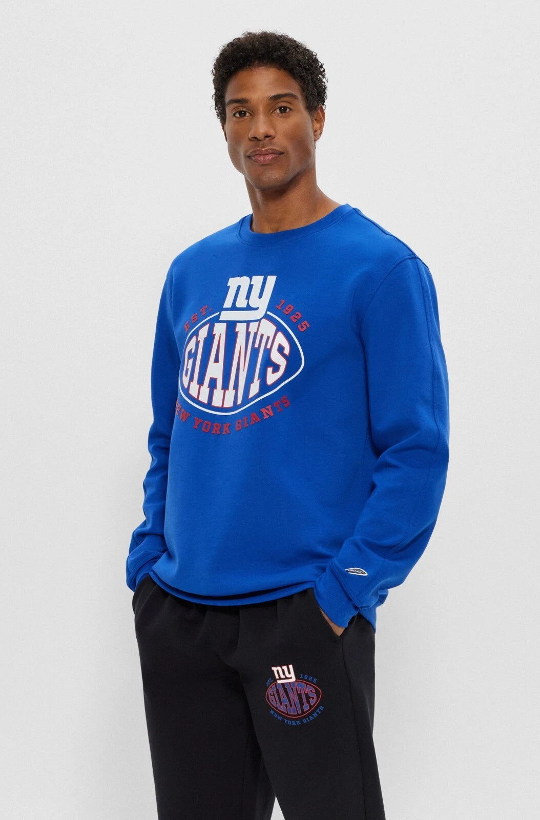 BOSS X NFL Sport NY Giants Blue Crewneck Sweatshirt Comfort Stretch - Size M