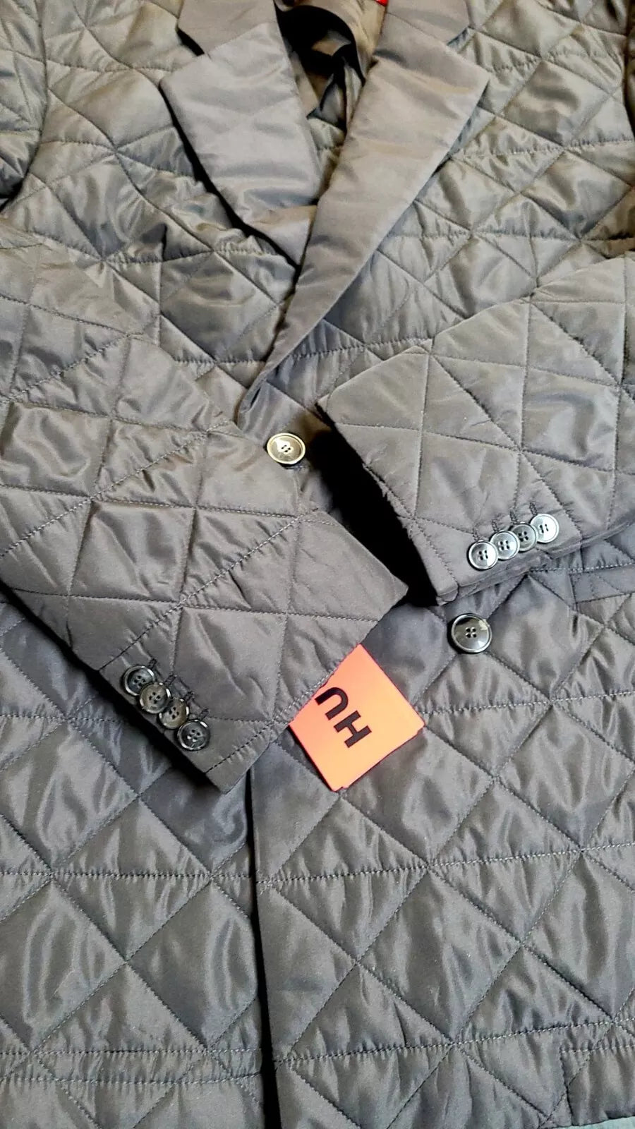 HUGO BOSS Double Breasted Coat Water Repellent Quilted Black Jacket Regular -38R