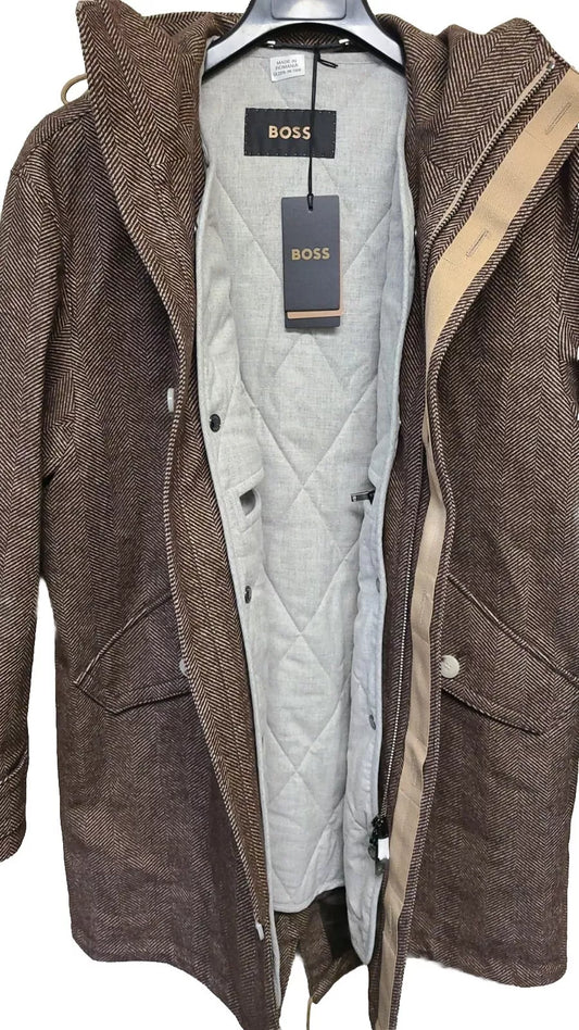 BOSS 2-in-1 Hooded Coat Parka Jacket Wool Blend with Removable Vest - Size 38R