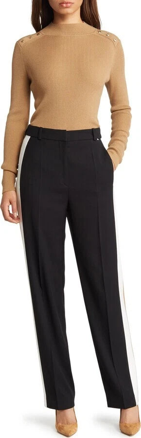 BOSS Women Wool Pants with Signature Stripe - Regular Fit - Size 4 / 26