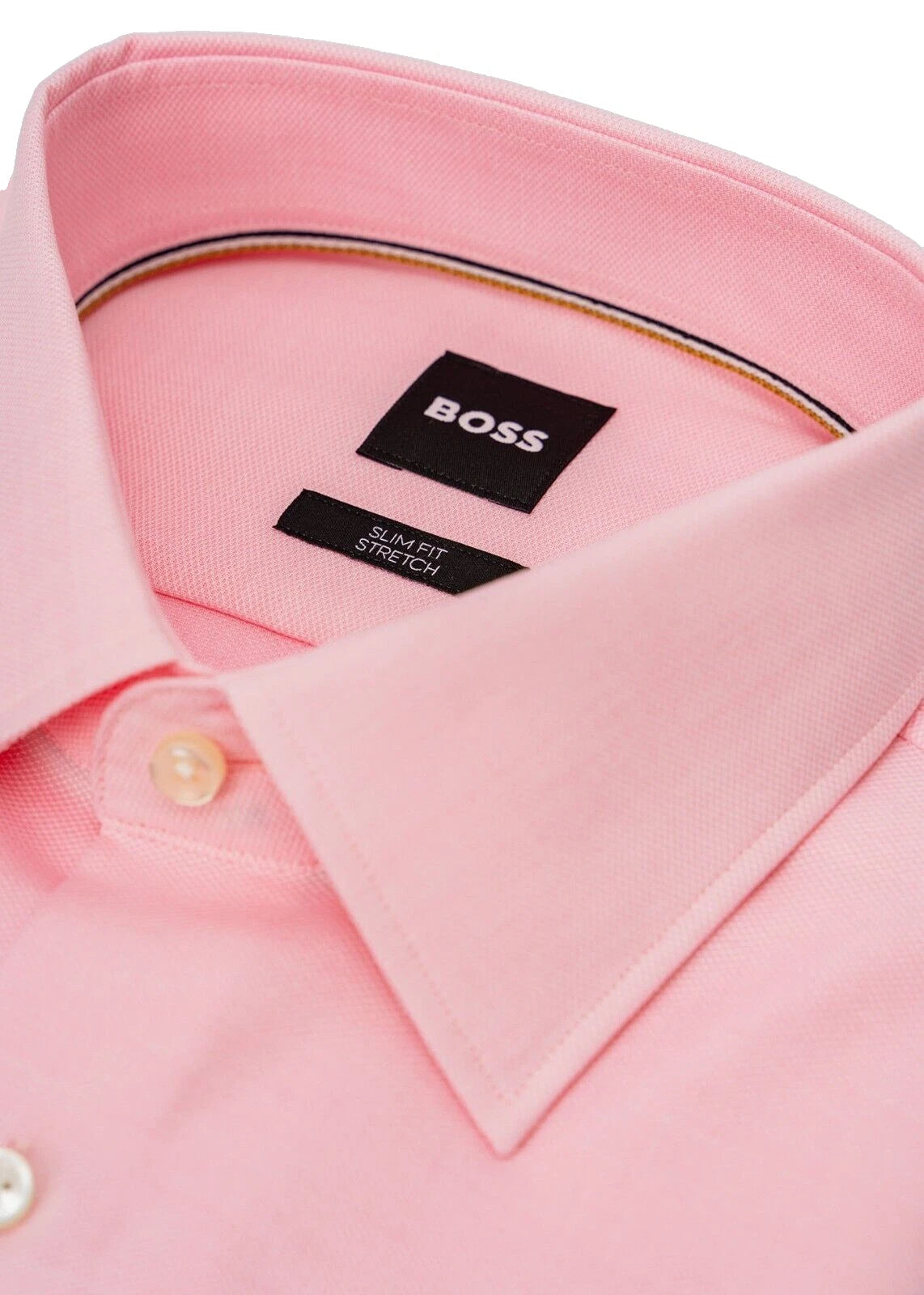 BOSS Hank Cotton Dress Shirt Micro Pattern in Pink Slim Fit Stretch - 15.5 / 39