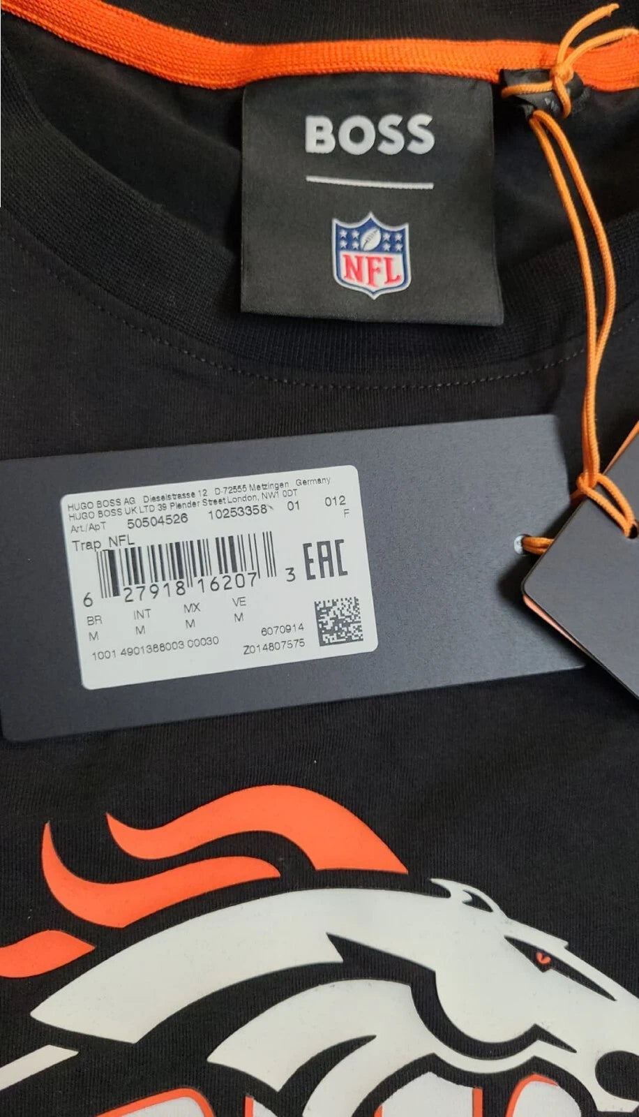 BOSS X NFL Denver Broncos Cotton T-Shirt in Black - Size M