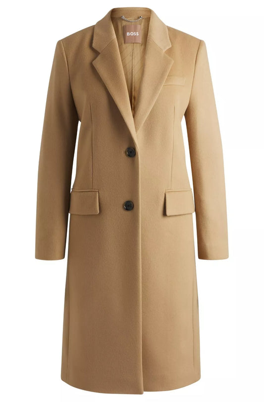 BOSS Women Formal Coat in Wool and Cashmere Beige Slim Fit -  Size 4 / 26
