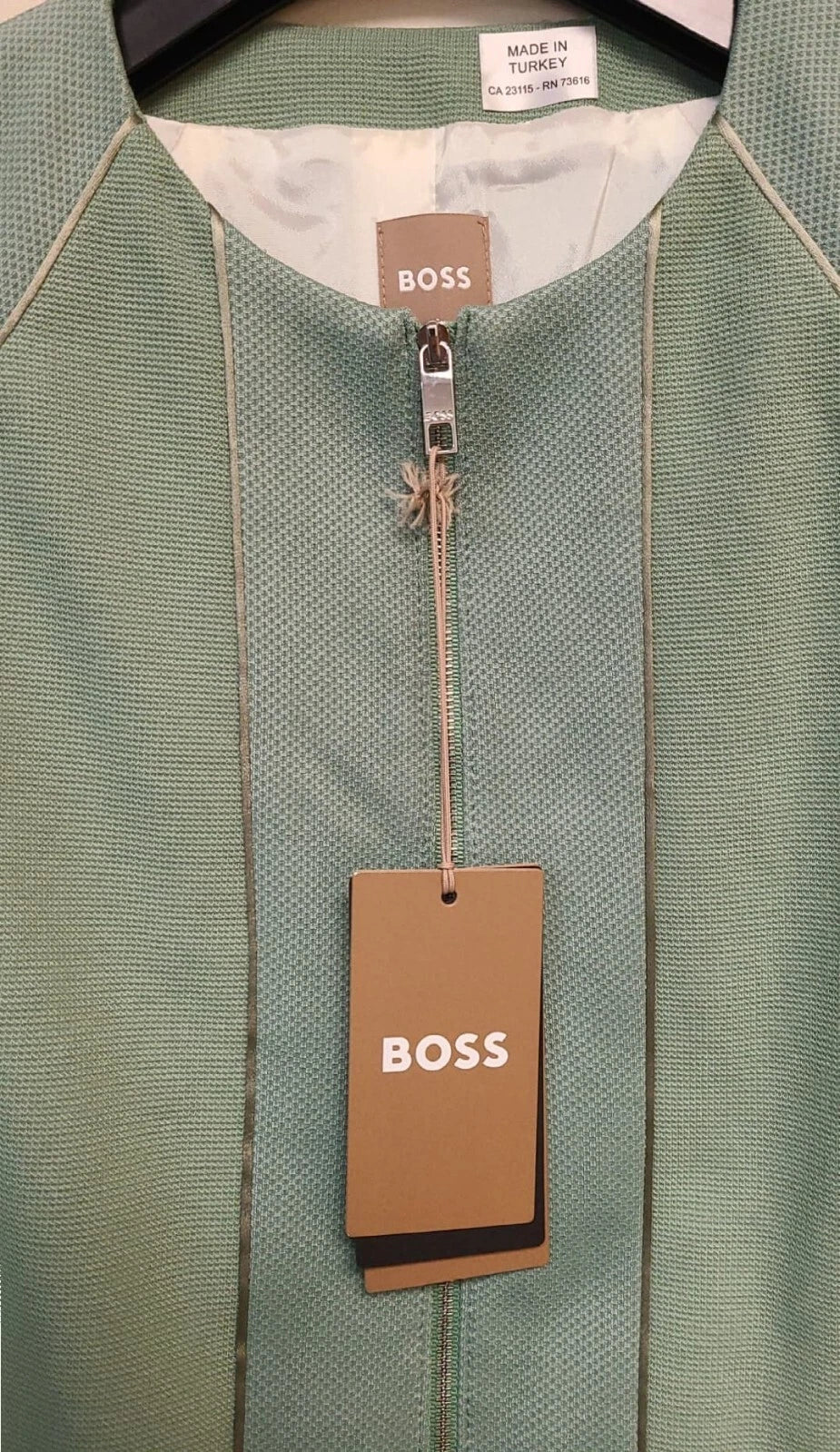 $495 - BOSS Women Short Blazer Collarless Zip Jacket Regular Fit- Size 4 - NWT