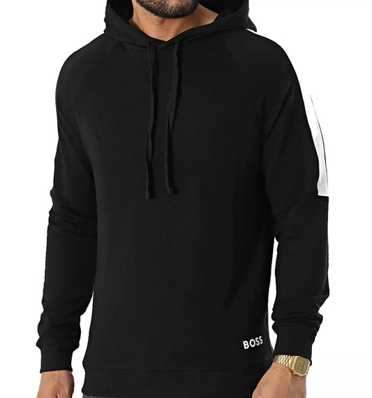 BOSS Black Hooded Sweatshirt Stretch Color-Blocked Contrast Logo Regular Fit - M