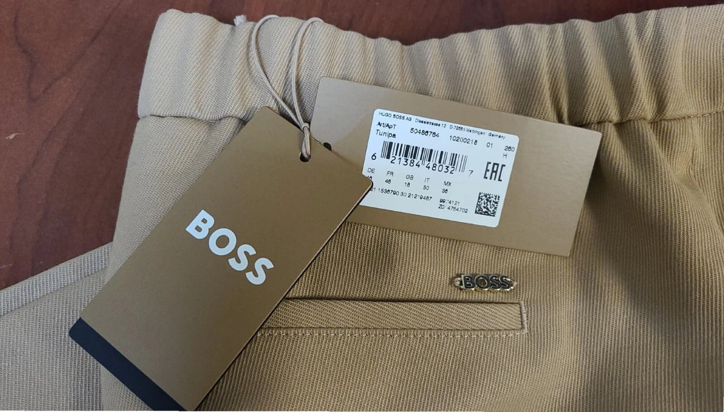 BOSS Relaxed Fit Formal Pants Trousers in Stretch Wool Blend - Size 14