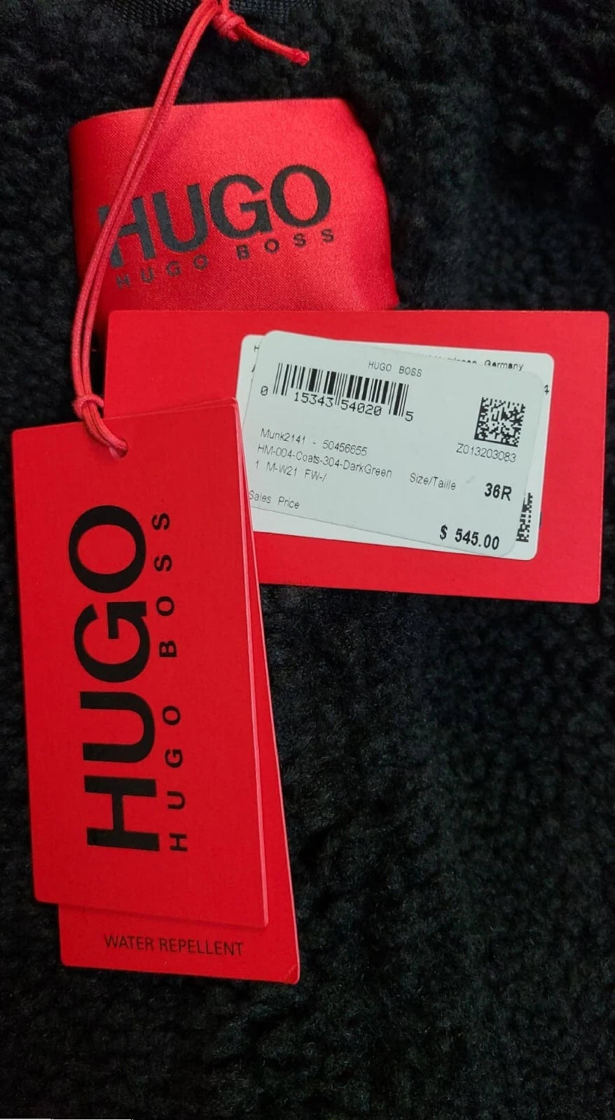 HUGO BOSS Insulated Hooded Parka Jacket Water Repellent Coat Relaxed Fit - 36R