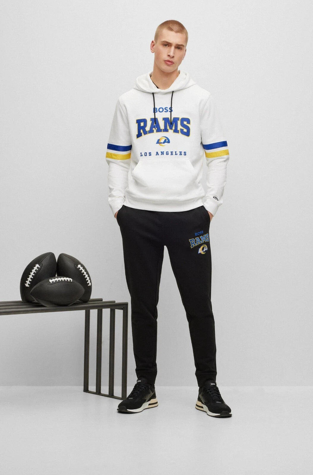 BOSS X NFL Sport Los Angeles Rams Cotton Sweatshirt Hoodie Regular Fit - Size M