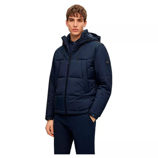 $595 - BOSS Corado Water Repellent Hooded Jacket Regular Fit in Teal - Size 38R