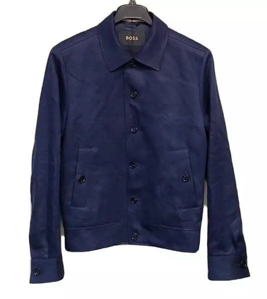 $1,395 - BOSS Heston Luxury Jacket Coat Pure Linen Zegna Fabric Slim Fit - 38R