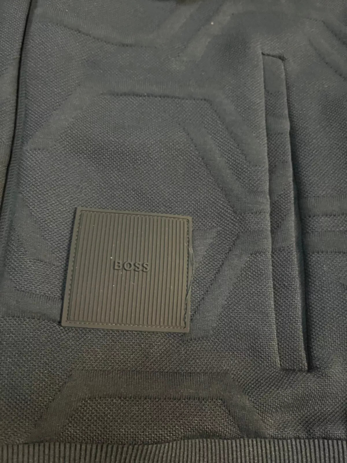 BOSS Skaz HexaQuilt Zip Sweatshirt Track Cotton Jacket with Logo Dark Blue - M