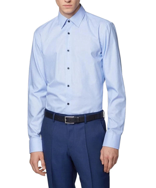 HUGO BOSS Jano Slim Fit Easy Iron Dress Shirt in Blue - Size 15.5 / 39