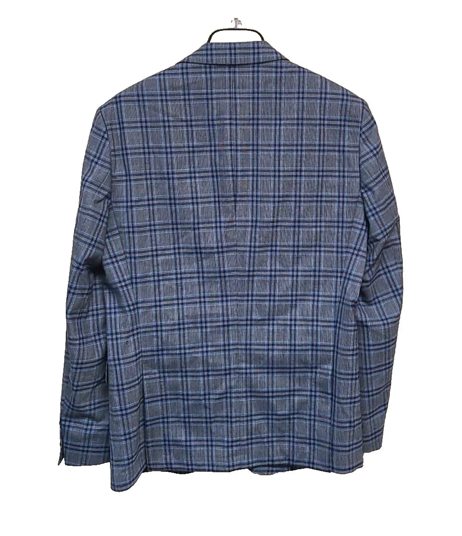 $645 - BOSS Slim Fit Sport Jacket Checked Blazer Stretch Wool Blend - Size 40R