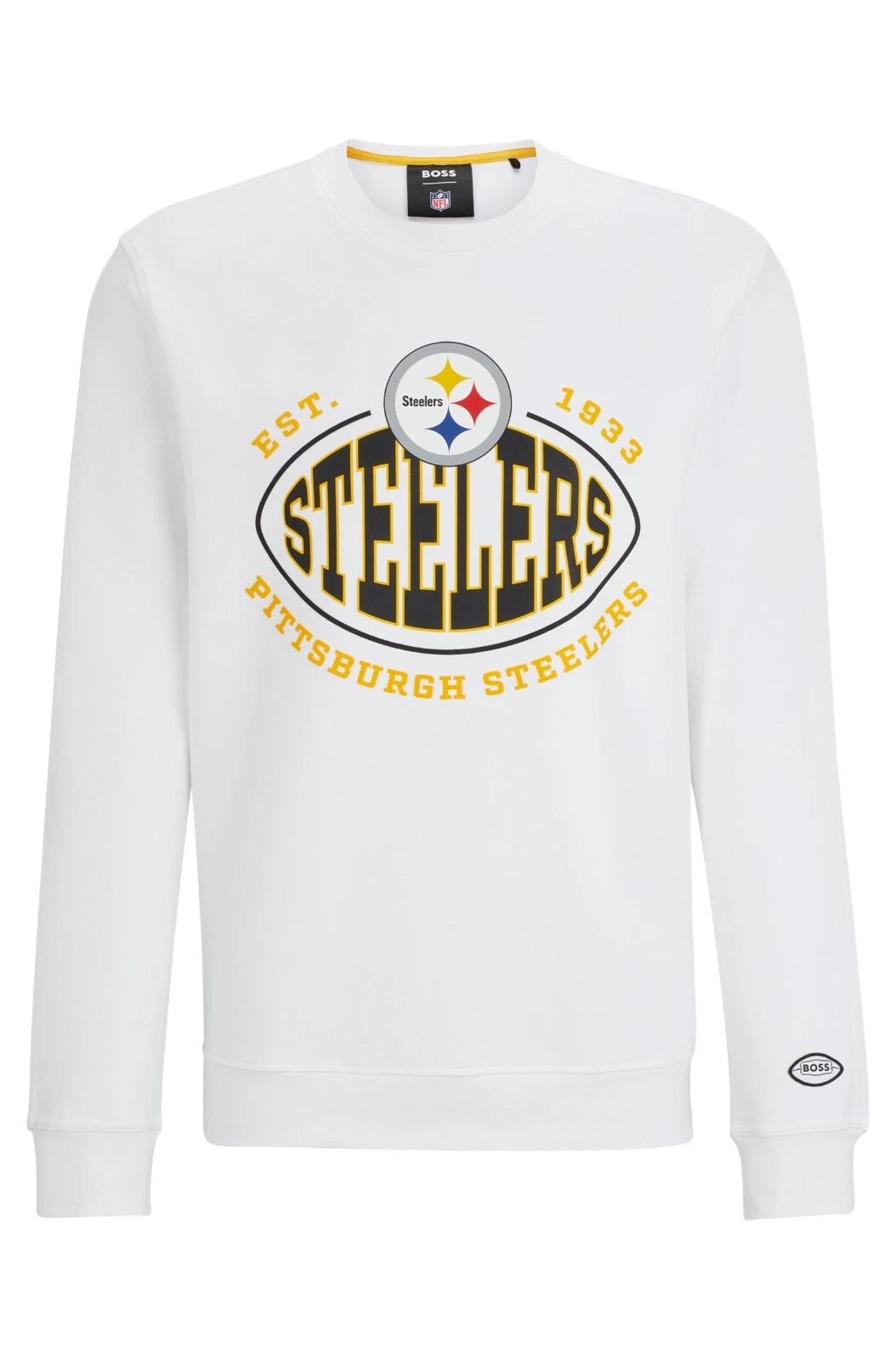 BOSS X NFL Pittsburgh Steelers Crewneck Sweatshirt White Regular Fit - Size M